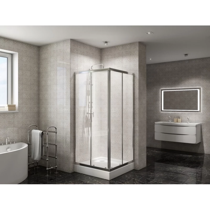 Душевой уголок 80x80 см BelBagno DUE-A-2-80-C-Cr прозрачное