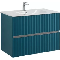 Тумба под раковину Art&Max Elegant AM-ELEGANT-800-2C-SO-AQ-P 80 см, подвесная, с LED-подсветкой ручек, аквамарин матовый