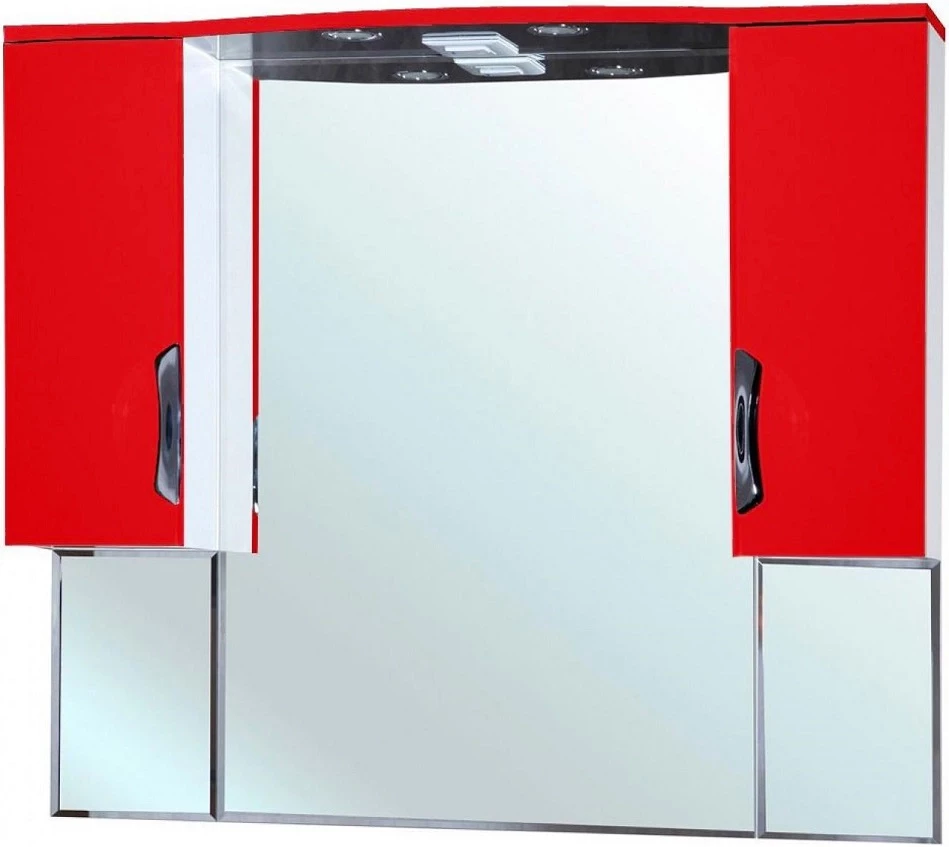Зеркальный шкаф 101х100 см красный глянец/белый глянец Bellezza Лагуна 4612118000030 - фото 1