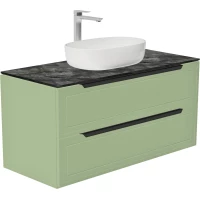 Тумба под раковину ЗОВ Севилья S100F-KPK 100 см, подвесная, со столешницей, фисташковый матовый