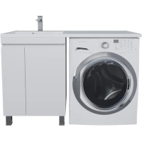 Тумба с раковиной Uperwood Magenta 51930205156 120 см L, напольная, над стиральной машиной, белый матовый