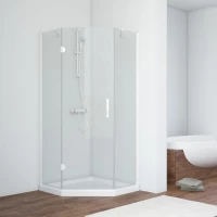 Душевой уголок Vegas Glass AFA-Pen NOVO 90 01 crystalvision L 90x90 см L, профиль белый, стекло прозрачное