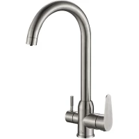 Смеситель для кухни Zorg SH 723 INOX с подключением к фильтру, нержавеющая сталь 