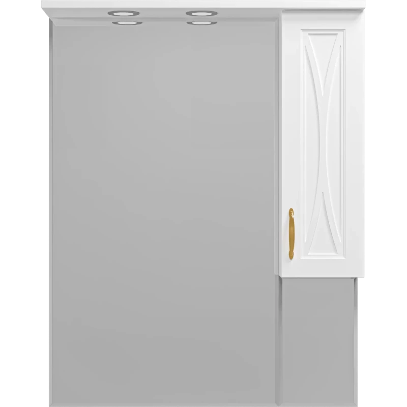 Зеркальный шкаф 78,1x100 см белый матовый R Misty Амбра П-Амб0280-0322ЯП