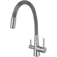 Смеситель для кухни Esko CoraL CL 03 G с подключением к фильтру, гибким изливом, нержавеющая сталь/серый