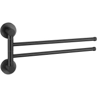 Полотенцедержатель Savol S-005602H 34,8 см, поворотный, двойной, черный матовый