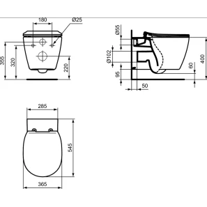 Изображение товара унитаз подвесной ideal standard connect aquablade e047901