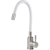 Смеситель для кухни Viko V-4448 с гибким изливом, нержавеющая сталь/белый