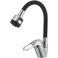 Смеситель для кухни D-Lin D150628-1T с гибким изливом, хром/черный