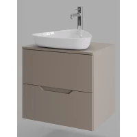 Тумба с раковиной Orange Line Li-60TuLMDF+B07-500W 60,2 см, подвесная, со столешницей, латте матовый