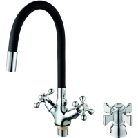 Смеситель для кухни D-Lin D153807-1 с гибким изливом, хром/черный