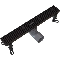 Душевой трап (лоток) Knotlor Storm SDRW0400LBL 40 см, с решеткой, перфорированный, черный матовый