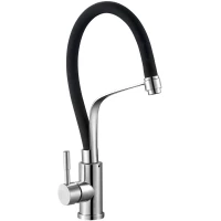 Смеситель для кухни G.Lauf ZAP4-D090 с гибким изливом, нержавеющая сталь/черный