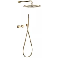 Душевой комплект Feramolli Amos GL738-12 300 мм, CoolStart, со смесителем, золотой матовый