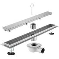 Душевой трап (лоток) Savol S-DL01L-80 80 см, с решеткой, 2 в 1 под плитку, сатин