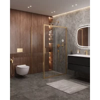 Душевой уголок Cezares Molveno MOLVENO-AH-11-150/90-C-BORO-IV 150x90 см, профиль золотой матовый, стекло прозрачное