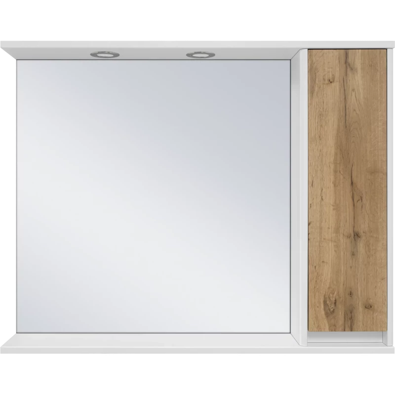 Зеркальный шкаф 90x73,6 см белый глянец/светлое дерево R Misty Адриана П-Адр03090-01П