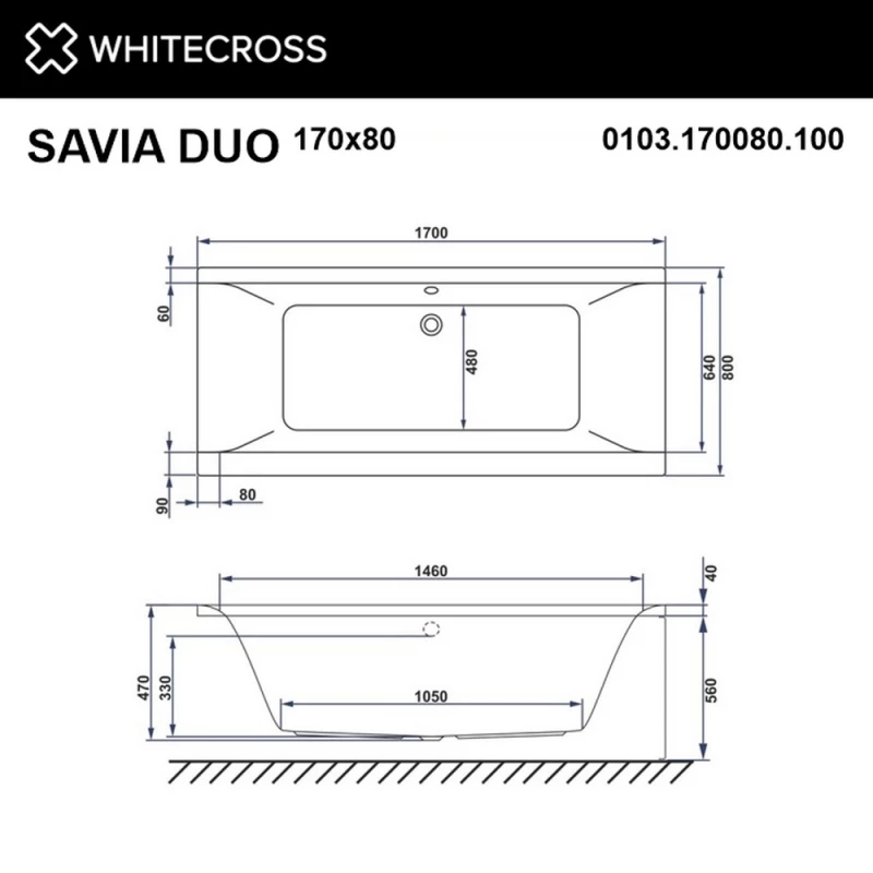 Акриловая гидромассажная ванна 170x80 см Whitecross Savia Duo 0103.170080.100.NANO.CR