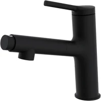 Смеситель для раковины Gappo G1052-76 с выдвижным изливом, черный матовый