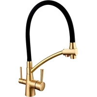 Смеситель для кухни Gappo G4398-1 с подключением к фильтру, гибким изливом, бронза