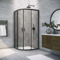 Душевой уголок Vegas Glass ZS Novo h2000 120 02M 07 120x120 см, профиль черный матовый, стекло графитовое