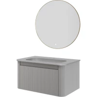 Комплект мебели Armadi Art Voi Luna 782-080-R-L + 786-080-L + 545-80-G 82 см, подвесной, серый матовый