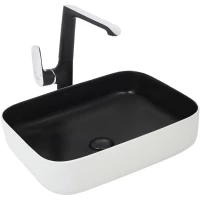 Раковина-чаша WeltWasser Elbach M2195 WB 10000005605 50x39 см, накладная, белый матовый/черный матовый