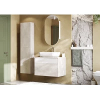 Комплект мебели светло-серый/белый матовый 80 см Акватон Марбл 1A276201MH4C0 + 1A73313KLK010 + 1A254502OL010