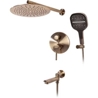 Душевой комплект Hansberge H6095BR 300 мм, со смесителем, бронза