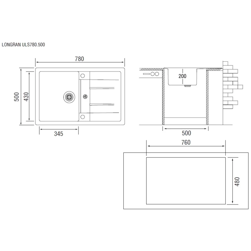 Кухонная мойка терра Longran Ultra ULS780.500 - 38