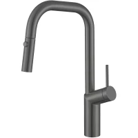 Смеситель для кухни Vincea VKF-107GM с выдвижным изливом, вороненая сталь