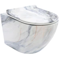 Унитаз подвесной Rea Carlos REA-C8003 безободковый, с сиденьем микролифт, серый мрамор