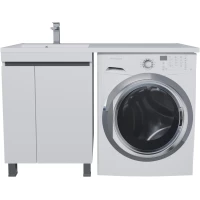 Тумба с раковиной Uperwood Magenta 51930205157 120 см L, напольная, над стиральной машиной, белый матовый/графит матовый