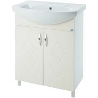 Тумба с раковиной бежевый глянец/белый глянец 60 см Bellezza Элеганс 4638609240075 + 4620008196114