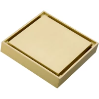 Душевой трап Feramolli Cubo GL065 100x100/50 мм, с решеткой, щелевой, золотой матовый