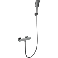 Термостат для душа Wonzon & Woghand WW-B2026-A-BGG с душевым гарнитуром, темный графит матовый