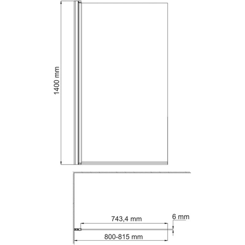 Шторка для ванны 80 см WasserKRAFT Berkel 48P01-80 прозрачное