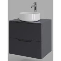 Тумба с раковиной Orange Line Li-60TugMDF+B09-360W 60,2 см, подвесная, со столешницей, графит матовый