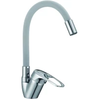 Смеситель для кухни D-Lin D150628-2C с гибким изливом, хром/серый