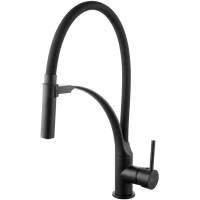 Смеситель для кухни Lemark Soul LM6007BL с гибким изливом, черный матовый