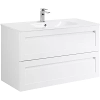 Тумба под раковину Art&Max Platino AM-Platino-1000-2C-SO-BL-Cer 99,2 см, подвесная, белый глянец