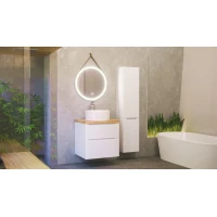 Тумба белый глянец 60 см Jorno Wood Wood.01.60/P/W + Wood.06.60/LW