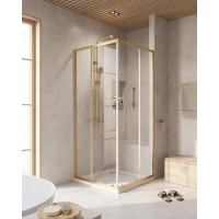Душевой уголок Cezares Relax RELAX-304-A-2-80-C-BORO 80x80 см, профиль золотой матовый, стекло прозрачное