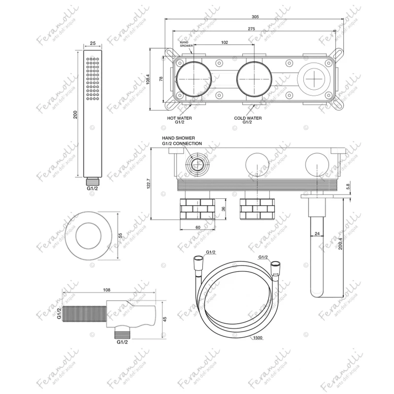 Смеситель для ванны Feramolli Amos GM288 Смеситель для ванны Feramolli Amos GM288