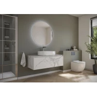 Комплект мебели белый мрамор 119,9 см Sancos Stone ST120SV + CN5023 + SF900