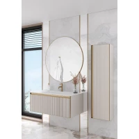 Комплект мебели Armadi Art Quatro Cashmere Fuga 790-M1-100-CM-RIB-MG + 793-100-W + 545-100-MG 101 см, подвесной, кашемир матовый