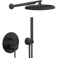 Душевой комплект Remer X Style X09S02ONO 200 мм, со смесителем, черный матовый