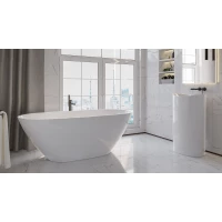 Ванна из литьевого мрамора Whitecross Onyx D 0207.160075.100 160x75 см, отдельностоящая, белый глянец