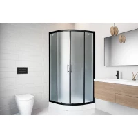 Душевой уголок с поддоном Royal Bath Practic RB90HK-C-BL-Practic 90x90 см, профиль черный матовый, стекло матовое
