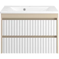 Тумба под раковину Brevita Balaton BAL-06080-03-012Я 77,6 см, подвесная, белый матовый/бежевый матовый